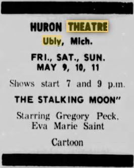 Huron Theatre - May 9 1969 Ad